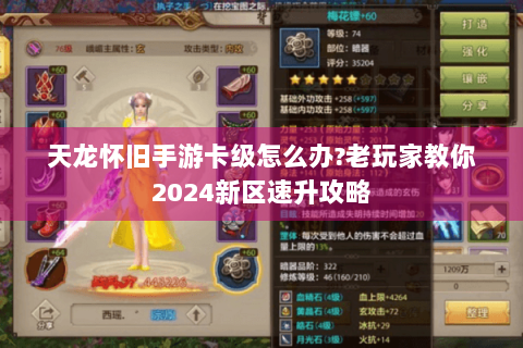 天龙怀旧手游卡级怎么办?老玩家教你2024新区速升攻略