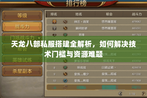 天龙八部私服搭建全解析，如何解决技术门槛与资源难题