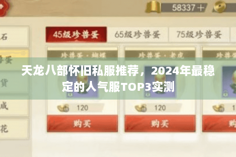 天龙八部怀旧私服推荐，2024年最稳定的人气服TOP3实测