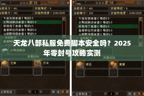 天龙八部私服免费脚本安全吗？2025年零封号攻略实测