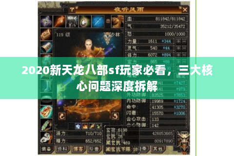 2020新天龙八部sf玩家必看，三大核心问题深度拆解