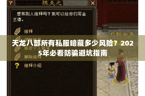 天龙八部所有私服暗藏多少风险？2025年必看防骗避坑指南