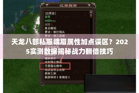天龙八部私服峨眉属性加点误区?2025实测数据揭秘战力翻倍技巧 天龙八部私服峨眉属性加点误区?2025实测数据揭秘战力翻倍技巧