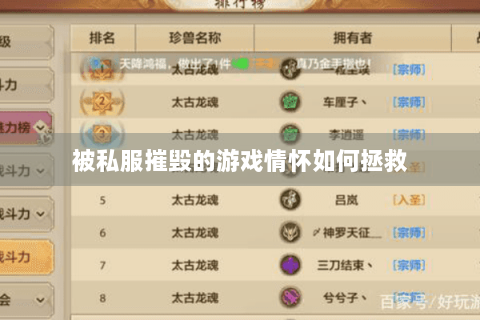 被私服摧毁的游戏情怀如何拯救