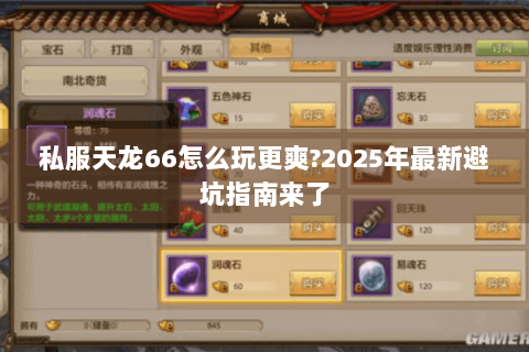 私服天龙66怎么玩更爽?2025年最新避坑指南来了