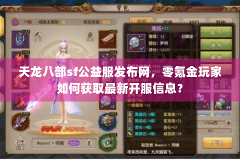 天龙八部sf公益服发布网，零氪金玩家如何获取最新开服信息？