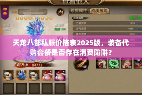 天龙八部私服价格表2025版，装备代购套餐是否存在消费陷阱？