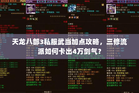 天龙八部3私服武当加点攻略，三修流派如何卡出4万剑气？