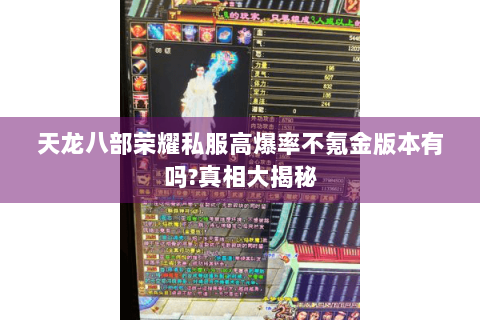 天龙八部荣耀私服高爆率不氪金版本有吗?真相大揭秘