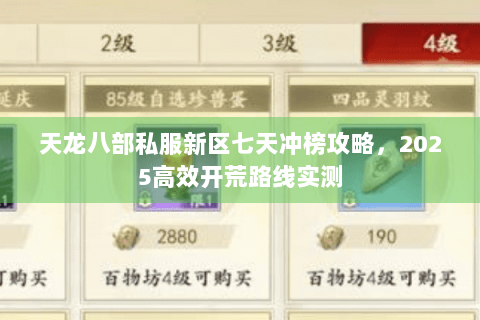 天龙八部私服新区七天冲榜攻略，2025高效开荒路线实测