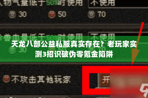 天龙八部公益私服真实存在？老玩家实测3招识破伪零氪金陷阱