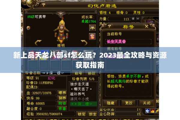 新上品天龙八部sf怎么玩？2023最全攻略与资源获取指南