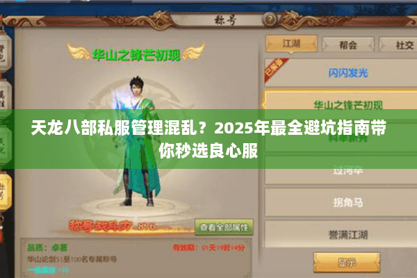 天龙八部私服管理混乱？2025年最全避坑指南带你秒选良心服