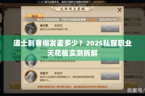 道士刺客爆发差多少?2025私服职业天花板实测拆解 道士刺客爆发差多少?2025私服职业天花板实测拆解