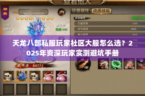 天龙八部私服玩家社区大服怎么选？2025年资深玩家实测避坑手册