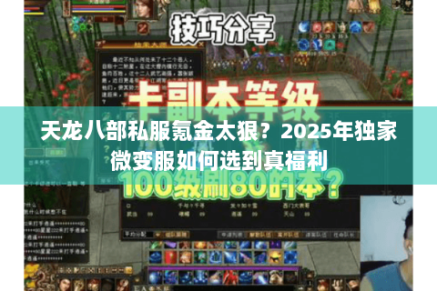 天龙八部私服氪金太狠？2025年独家微变服如何选到真福利