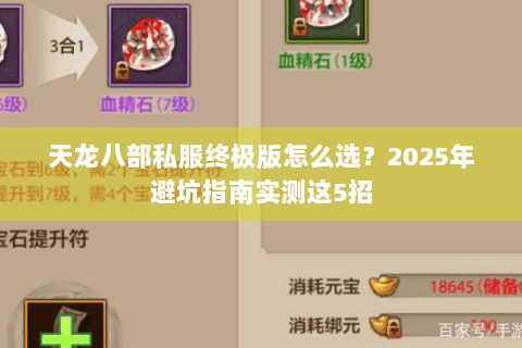 天龙八部私服终极版怎么选？2025年避坑指南实测这5招