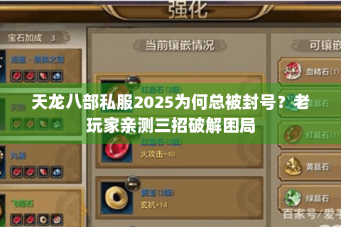 天龙八部私服2025为何总被封号？老玩家亲测三招破解困局