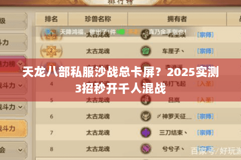 天龙八部私服沙战总卡屏？2025实测3招秒开千人混战