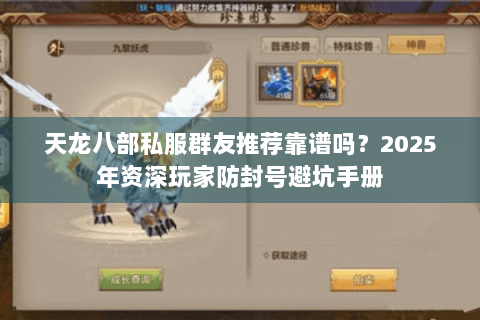 天龙八部私服群友推荐靠谱吗？2025年资深玩家防封号避坑手册