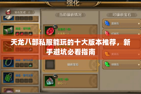 天龙八部私服能玩的十大版本推荐，新手避坑必看指南