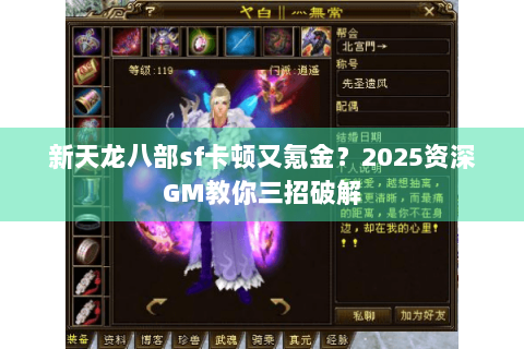 新天龙八部sf卡顿又氪金？2025资深GM教你三招破解