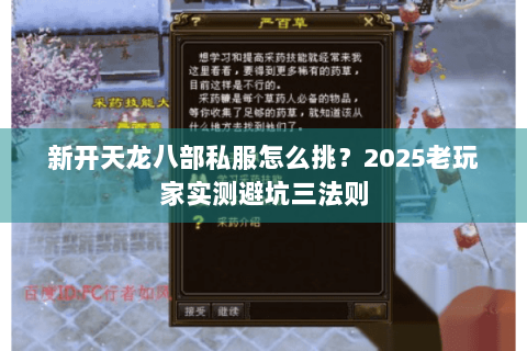 新开天龙八部私服怎么挑？2025老玩家实测避坑三法则