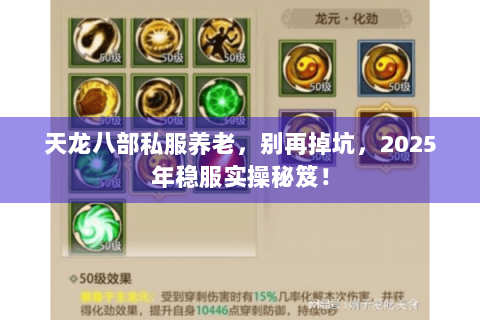 天龙八部私服养老，别再掉坑，2025年稳服实操秘笈！