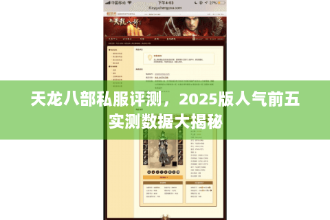 天龙八部私服评测，2025版人气前五实测数据大揭秘