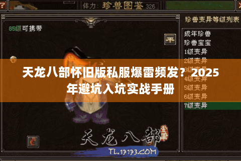 天龙八部怀旧版私服爆雷频发？2025年避坑入坑实战手册