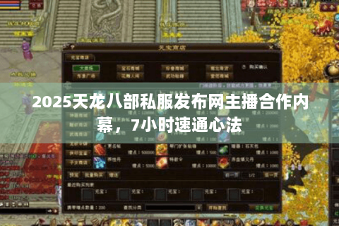2025天龙八部私服发布网主播合作内幕，7小时速通心法