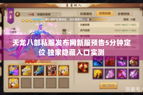 天龙八部私服发布网新服预告5分钟定位 独家隐藏入口实测