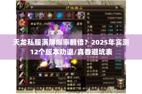 天龙私服满屏爆率翻倍？2025年实测12个版本劝退/真香避坑表