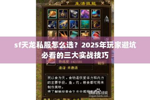 sf天龙私服怎么选？2025年玩家避坑必看的三大实战技巧