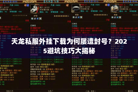 天龙私服外挂下载为何屡遭封号？2025避坑技巧大揭秘