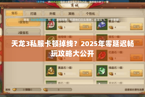 天龙3私服卡顿掉线？2025年零延迟畅玩攻略大公开