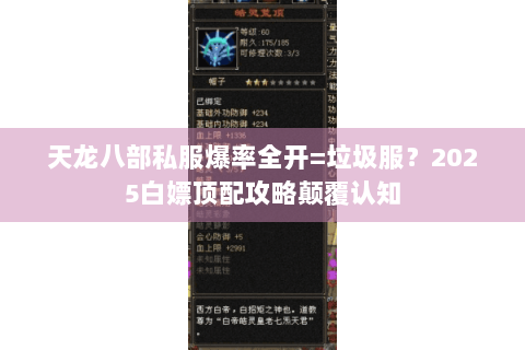 天龙八部私服爆率全开=垃圾服？2025白嫖顶配攻略颠覆认知