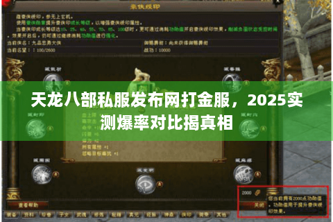 天龙八部私服发布网打金服，2025实测爆率对比揭真相