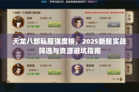 天龙八部私服强度榜，2025新服实战筛选与资源避坑指南