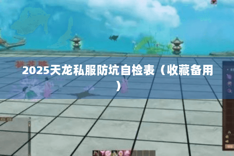 2025天龙私服防坑自检表（收藏备用）