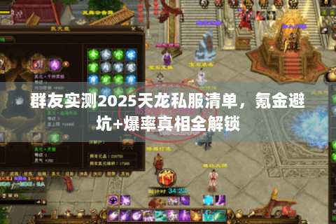 群友实测2025天龙私服清单，氪金避坑+爆率真相全解锁