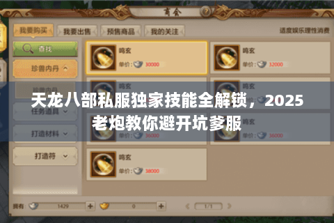 天龙八部私服独家技能全解锁，2025老炮教你避开坑爹服