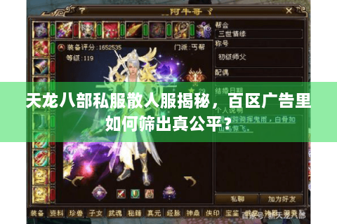 天龙八部私服散人服揭秘，百区广告里如何筛出真公平？
