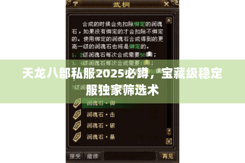 天龙八部私服2025必蹲，宝藏级稳定服独家筛选术