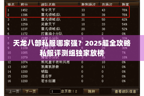 天龙八部私服哪家强？2025超全攻略私服评测组独家放榜