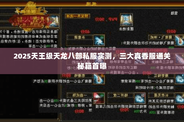 2025天王级天龙八部私服实测，三大真香服通关秘籍首曝