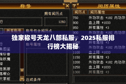 独家称号天龙八部私服，2025私服排行榜大揭秘