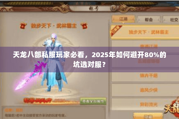 天龙八部私服玩家必看，2025年如何避开80%的坑选对服？
