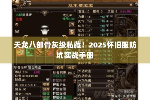 天龙八部骨灰级私藏！2025怀旧服防坑实战手册