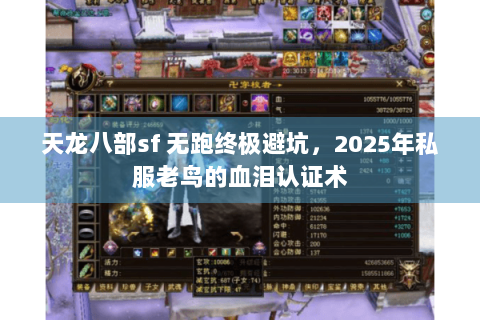 天龙八部sf 无跑终极避坑，2025年私服老鸟的血泪认证术